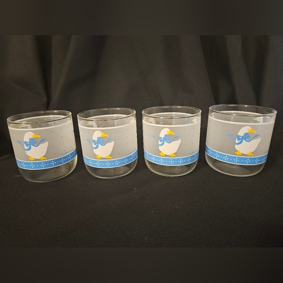 Vintage 1980's Libbey Drinking Glasses 2 Juice Duck Goose Country Farmhouse 3.5" - Picture 5 of 14